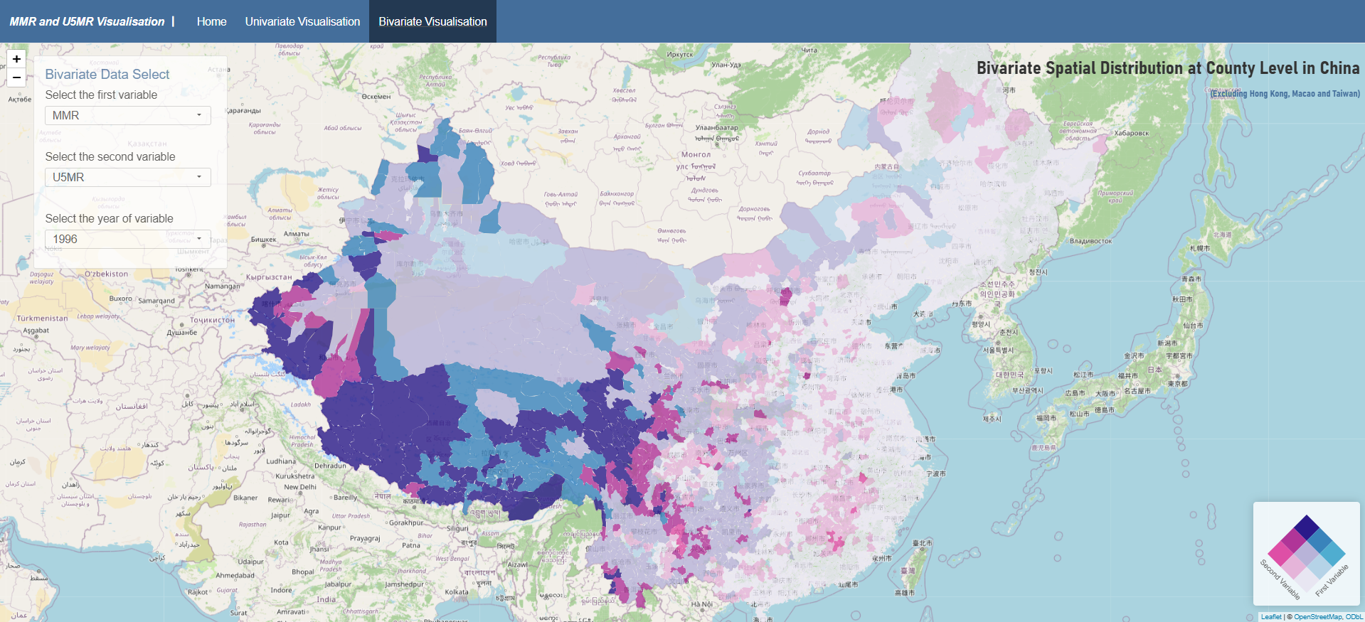 R Shiny bivariate visualization system interface preview